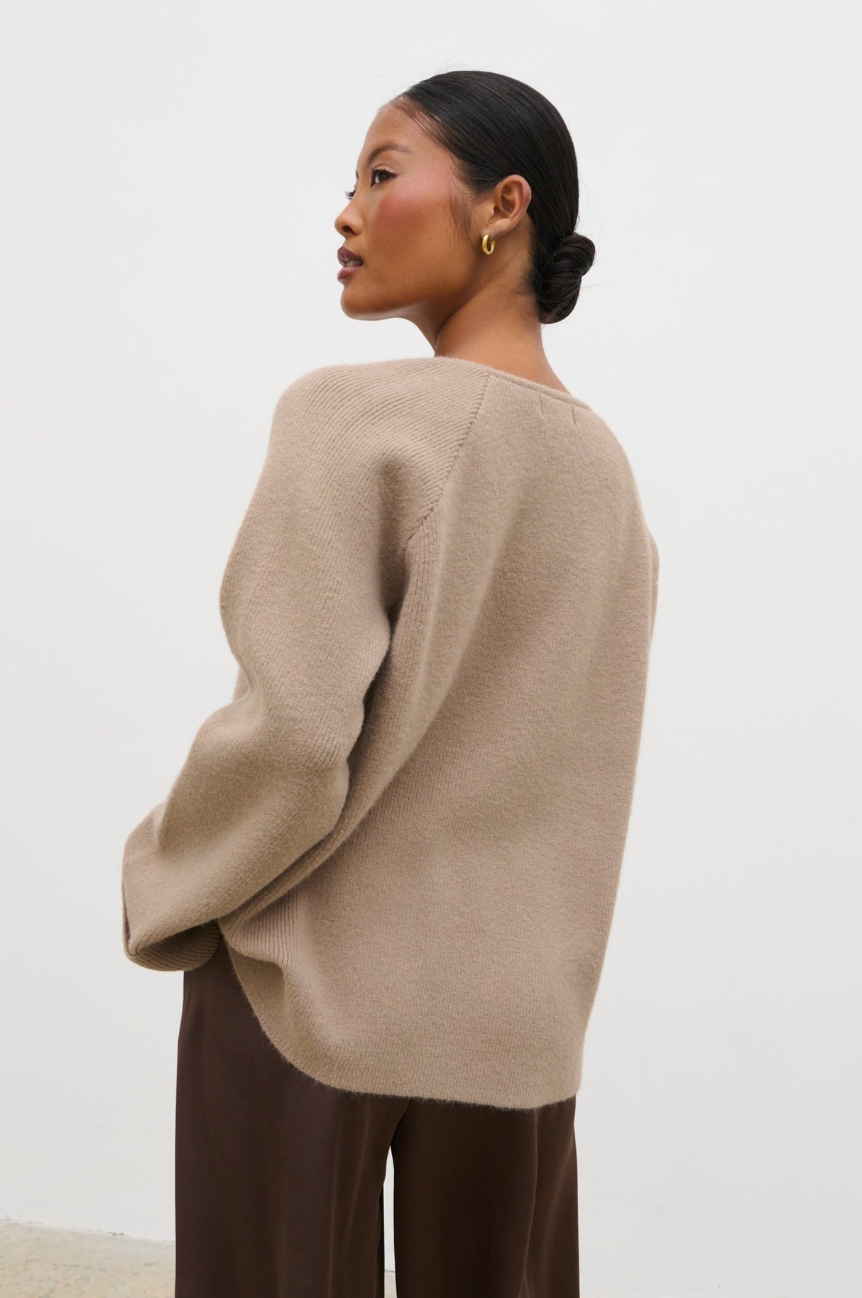 Aisha Double Breasted Knit Cardigan - Dusty Taupe