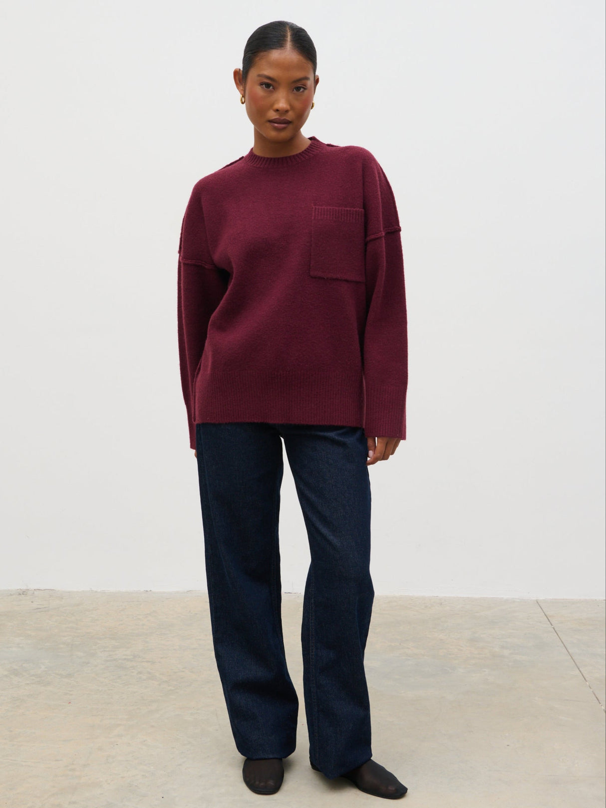 Bronte Pocket Knit Jumper - Wine