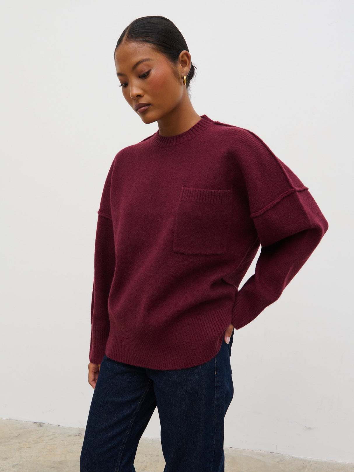 Bronte Pocket Knit Jumper - Wine
