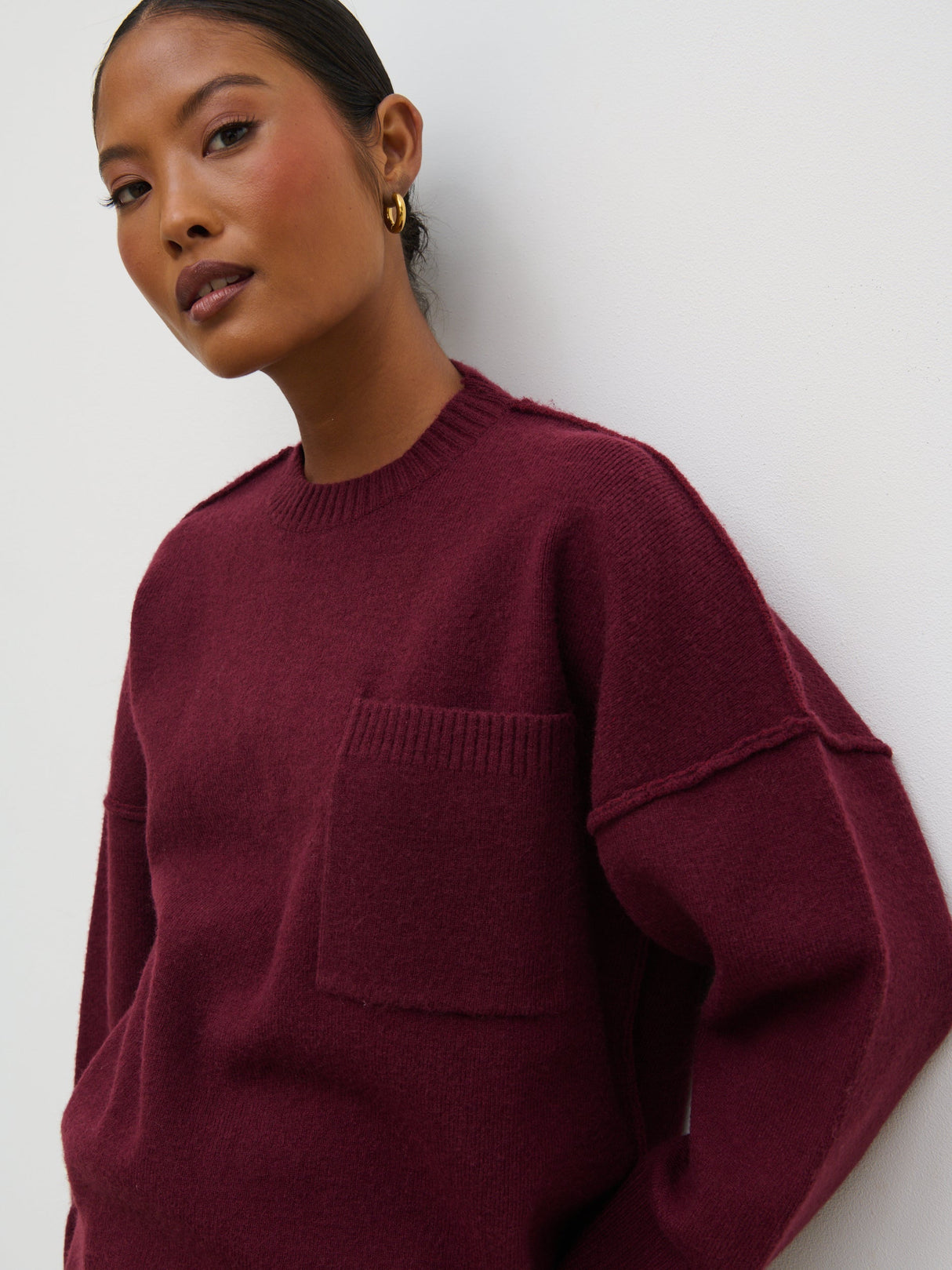 Bronte Pocket Knit Jumper - Wine