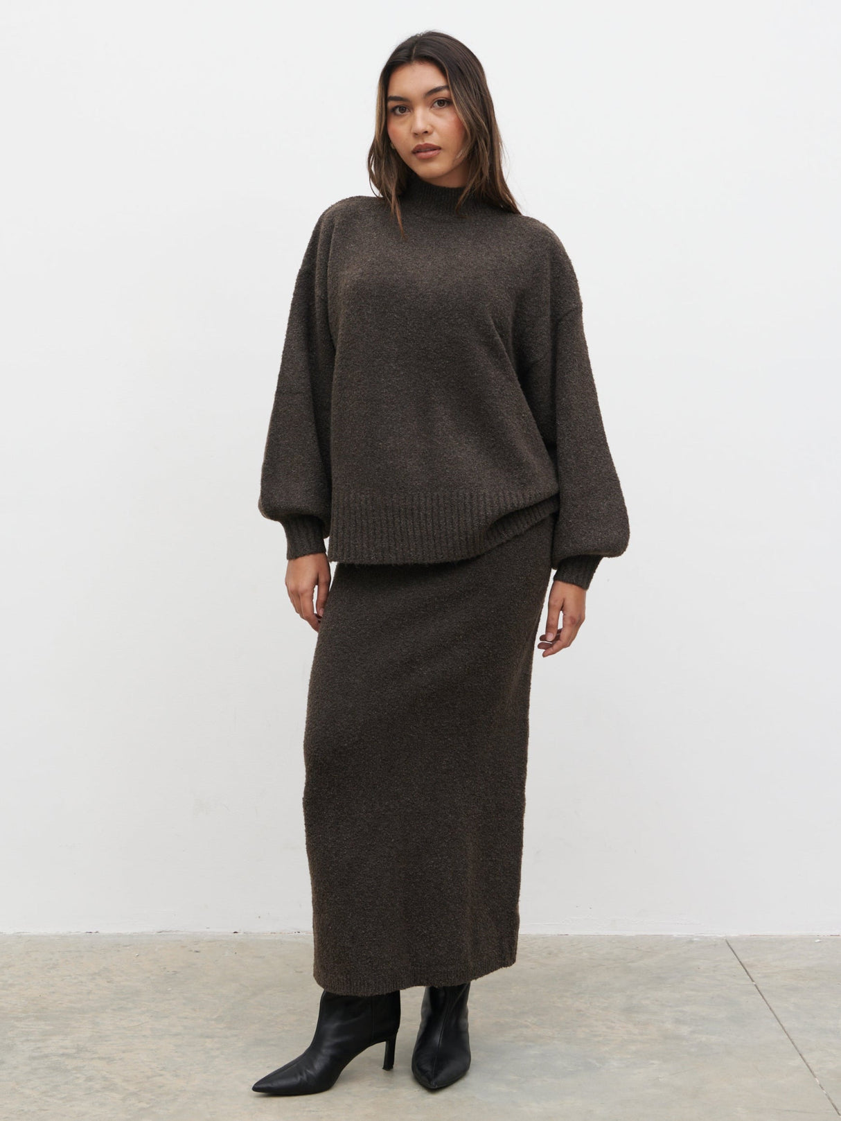 Camille Midaxi Knit Skirt - Bark