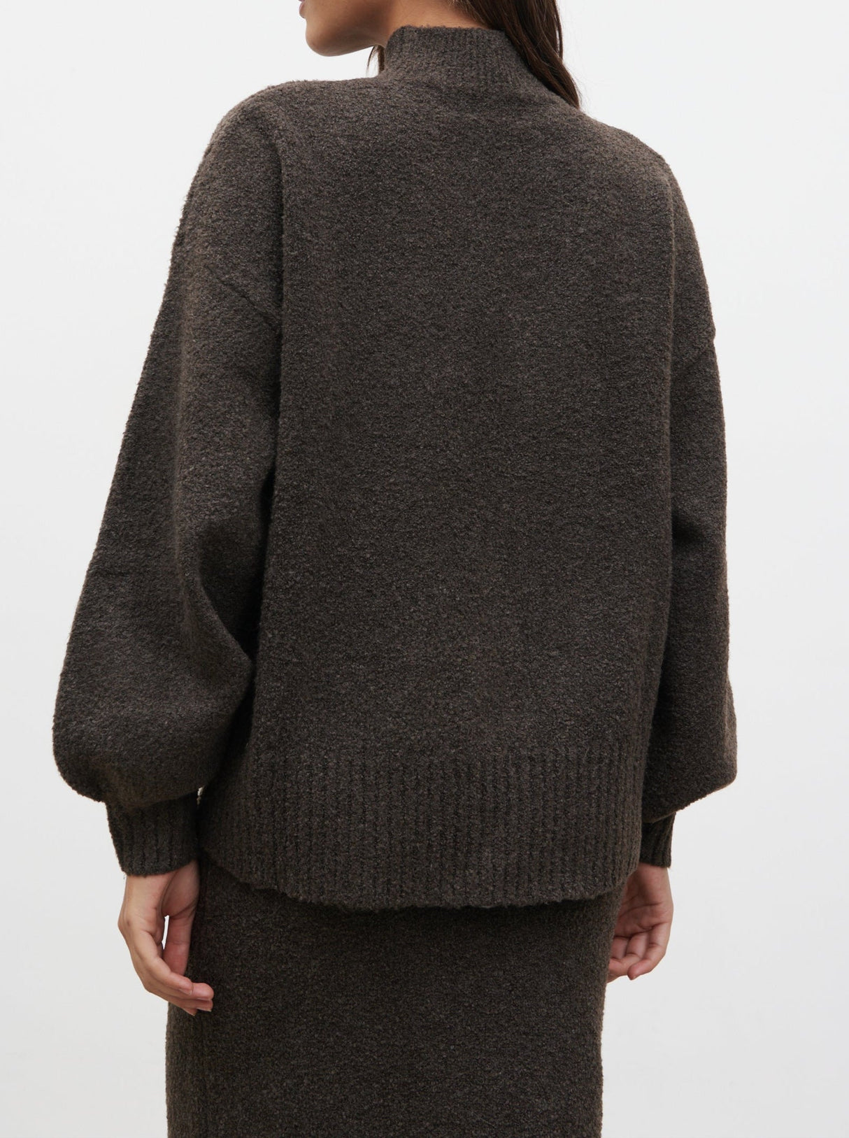 Camille Balloon Sleeve Knit Jumper - Bark