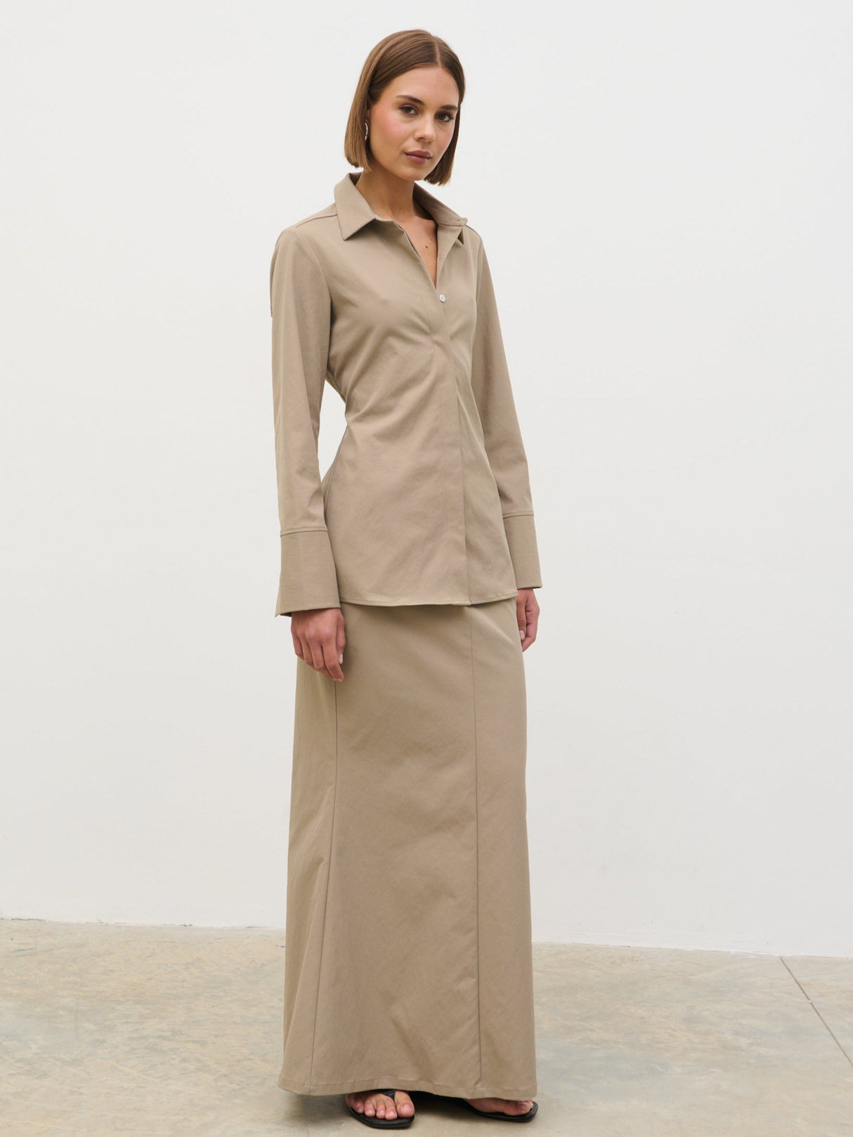 Myley Flare Maxi Skirt - Taupe