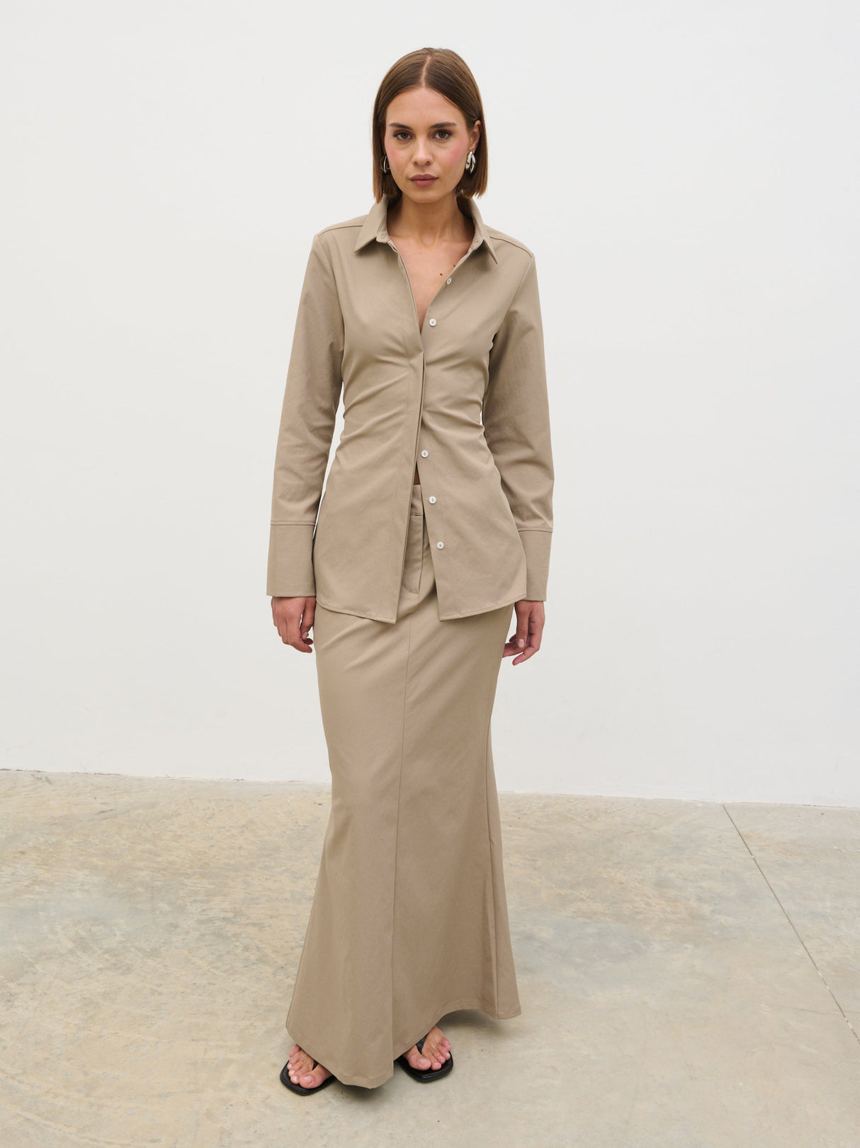 Myley Flare Maxi Skirt - Taupe