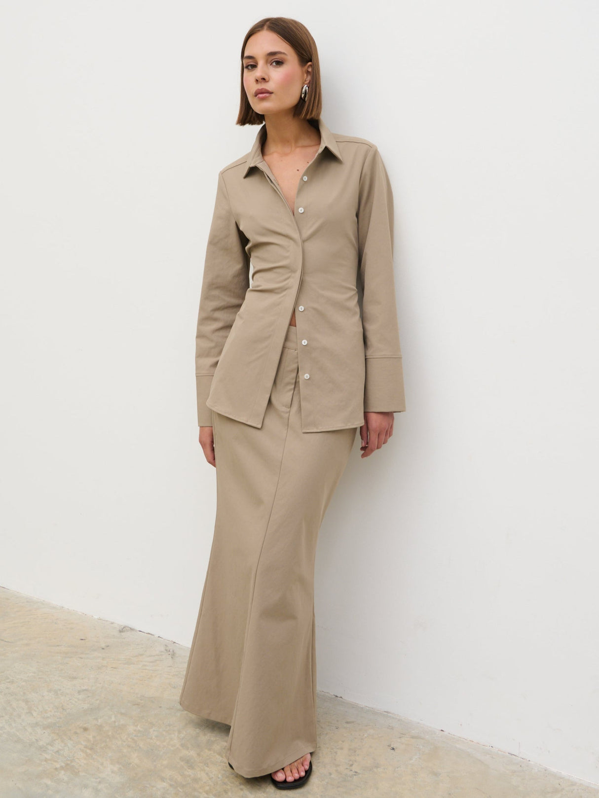 Myley Cinched Shirt - Taupe