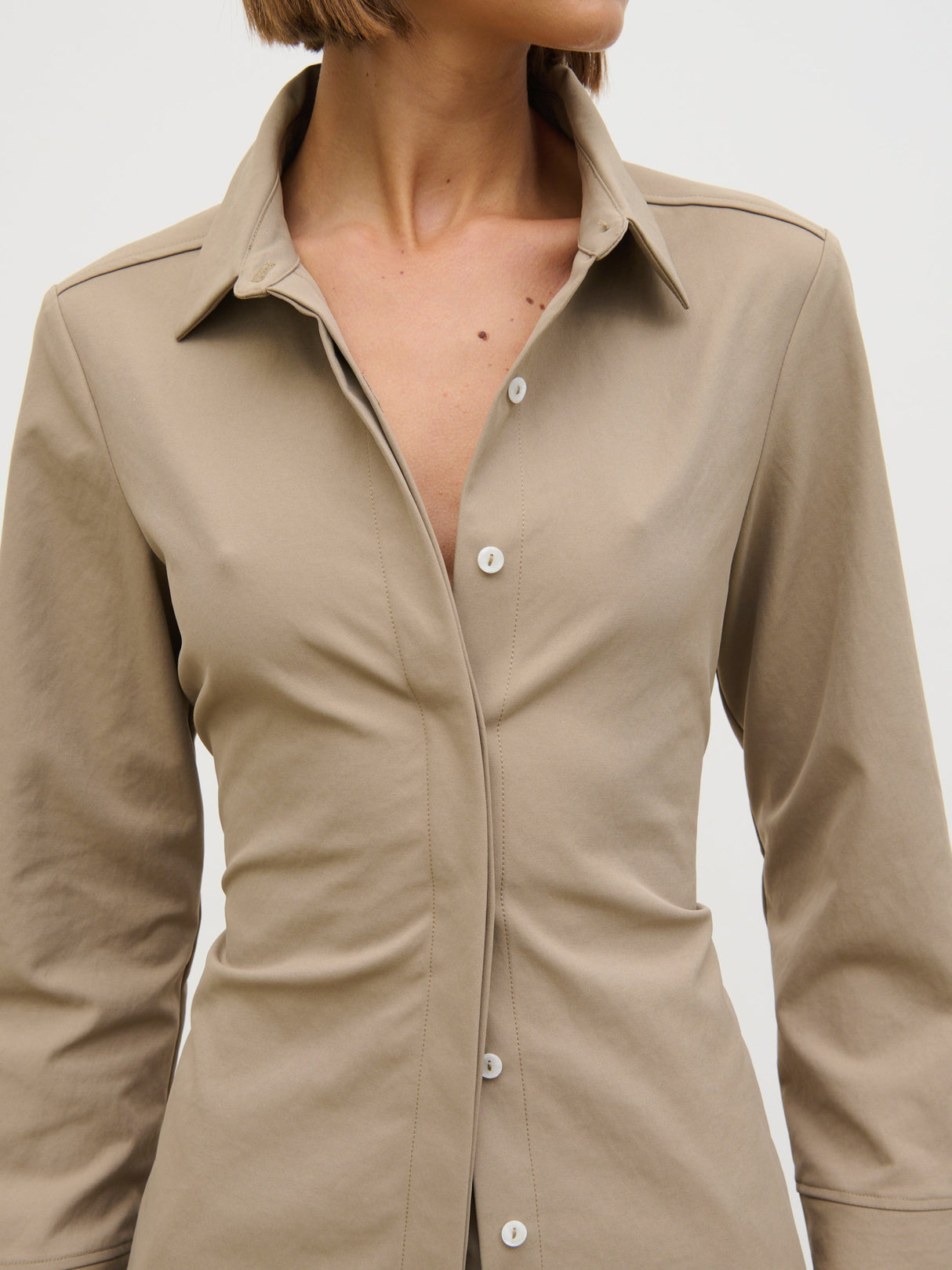 Myley Cinched Shirt - Taupe