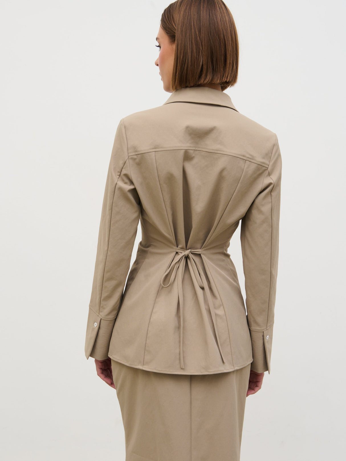 Myley Cinched Shirt - Taupe