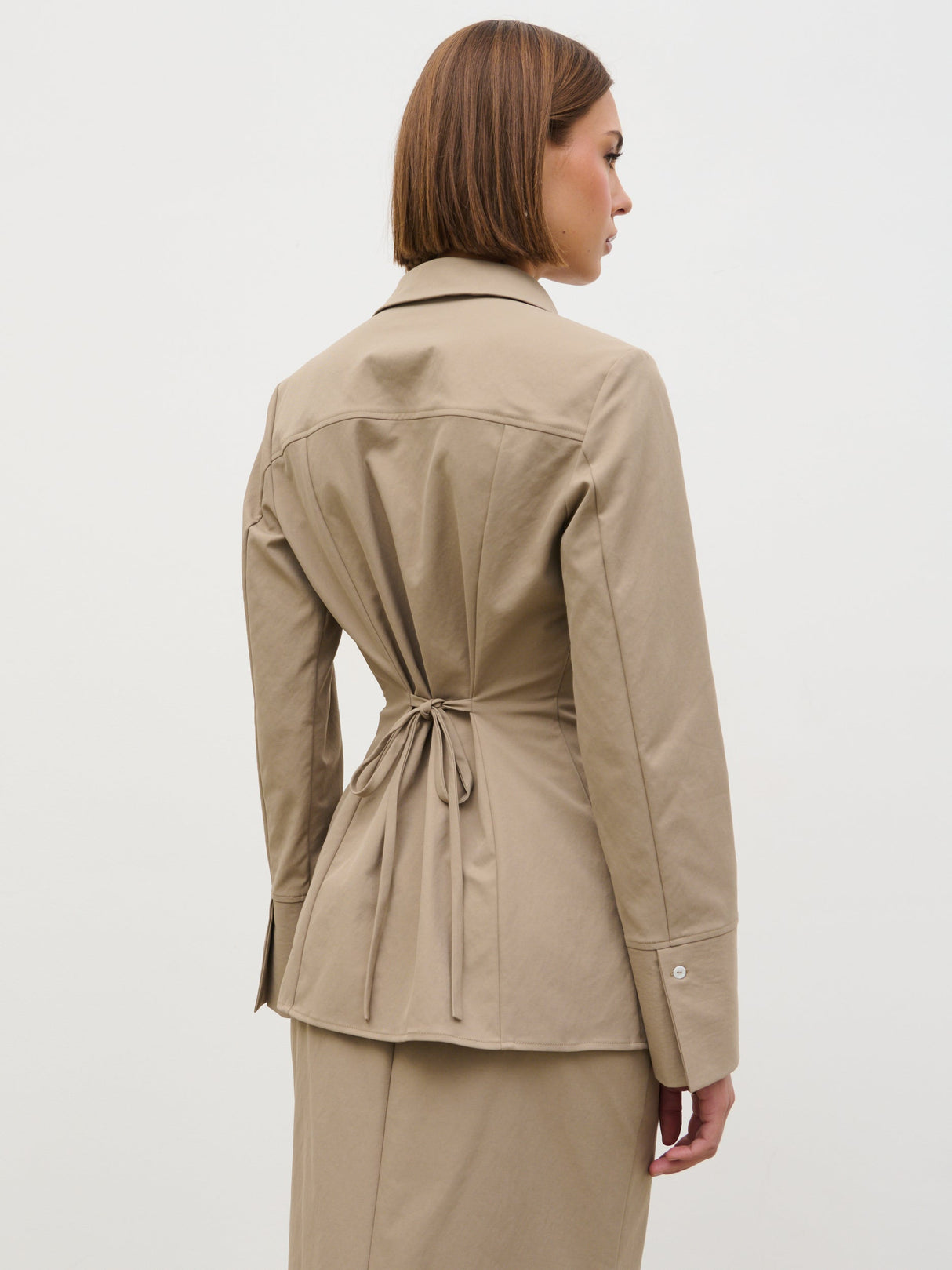 Myley Cinched Shirt - Taupe