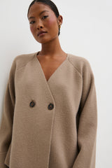 Aisha Double Breasted Knit Cardigan - Dusty Taupe