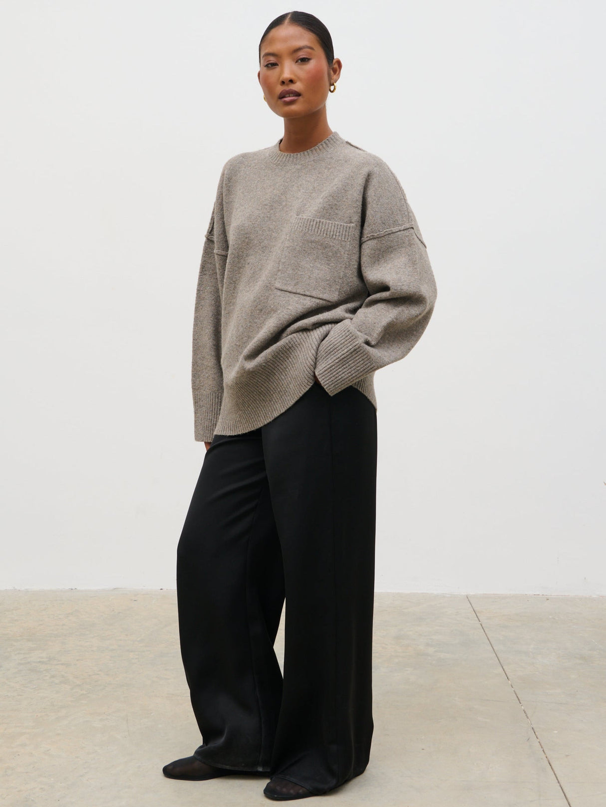 Bronte Pocket Knit Jumper - Greige