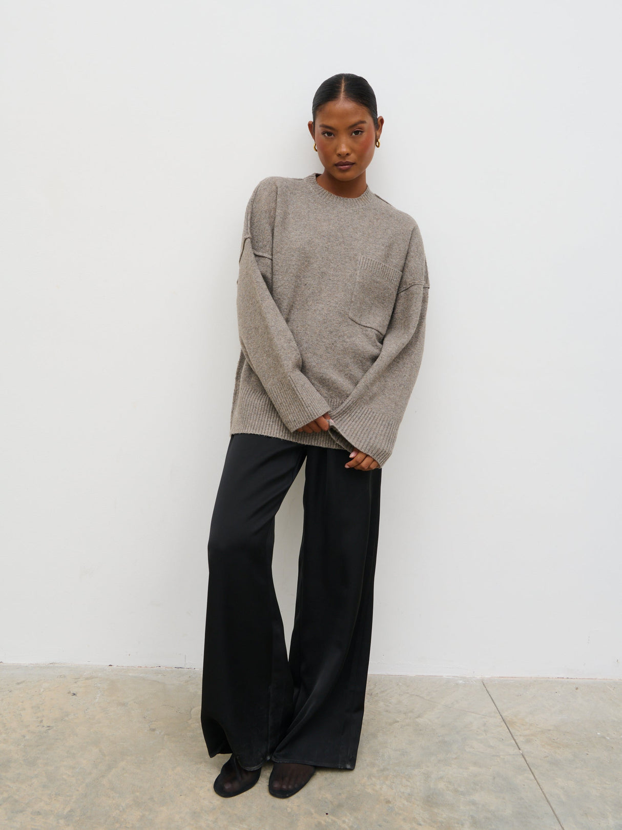 Bronte Pocket Knit Jumper - Greige