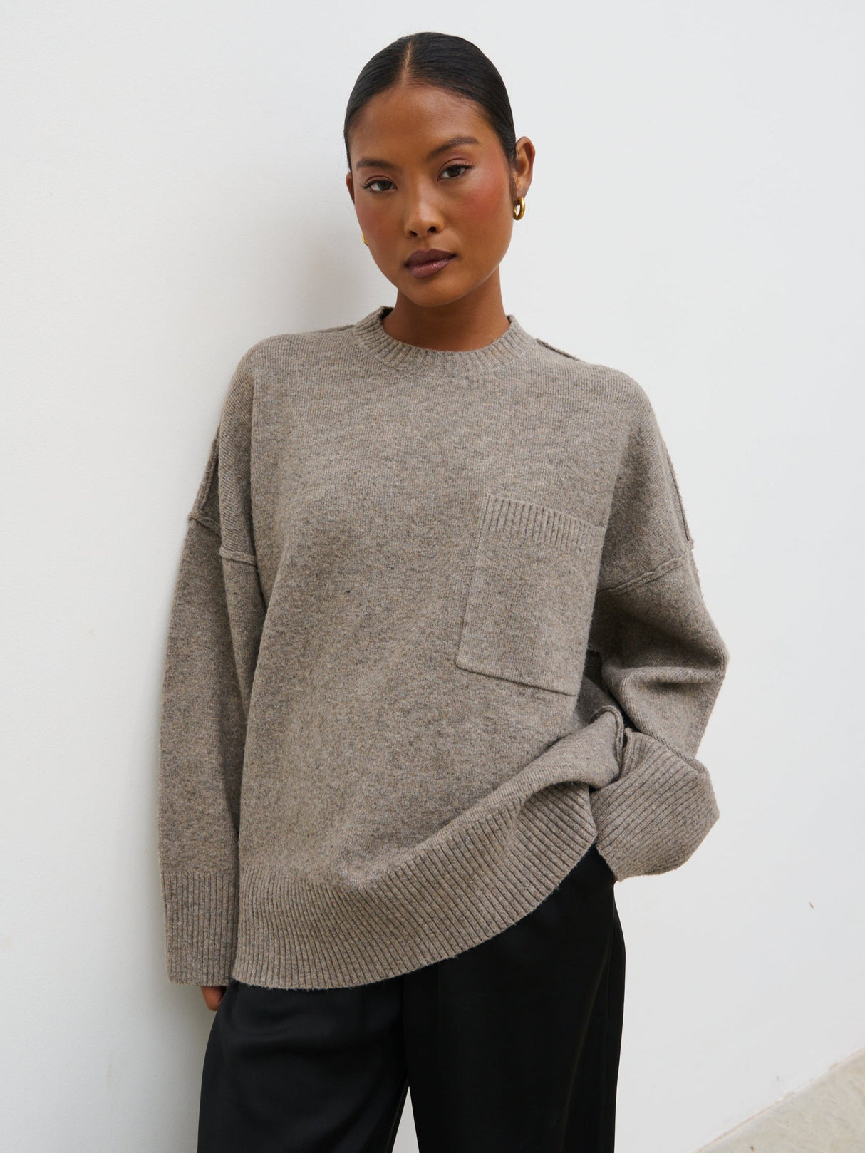 Bronte Pocket Knit Jumper - Greige