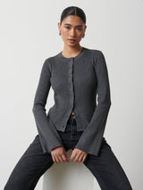 Lacey Button Down Top - Charcoal Grey
